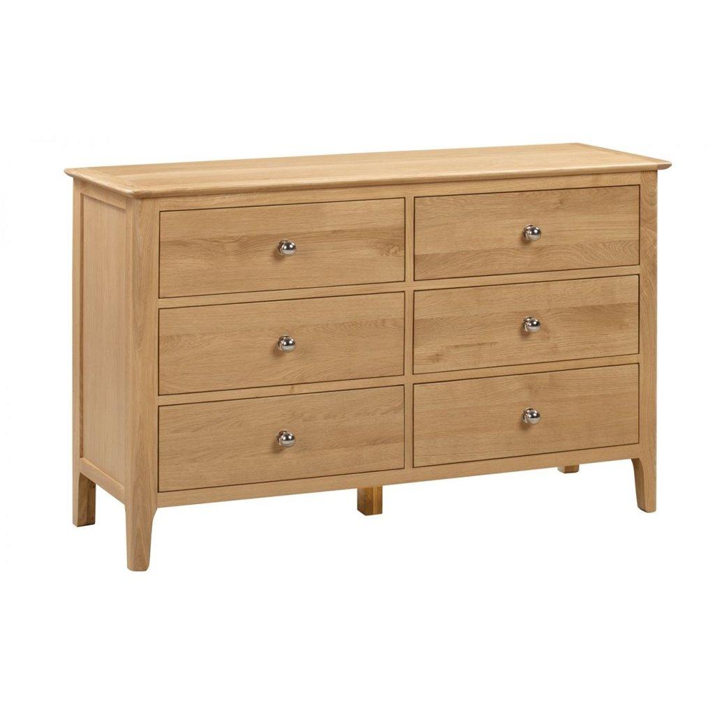 Solid Oak 6 Drawers Wide Chest